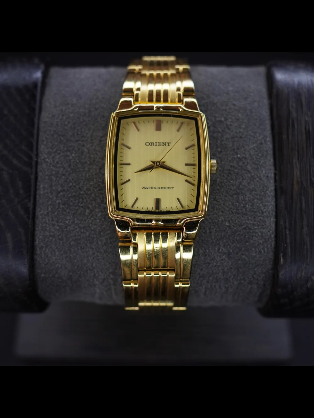Vintage Orient QBCM-A0 Gold Tone Tank Quartz Men’s Watch Water Resistant Japan